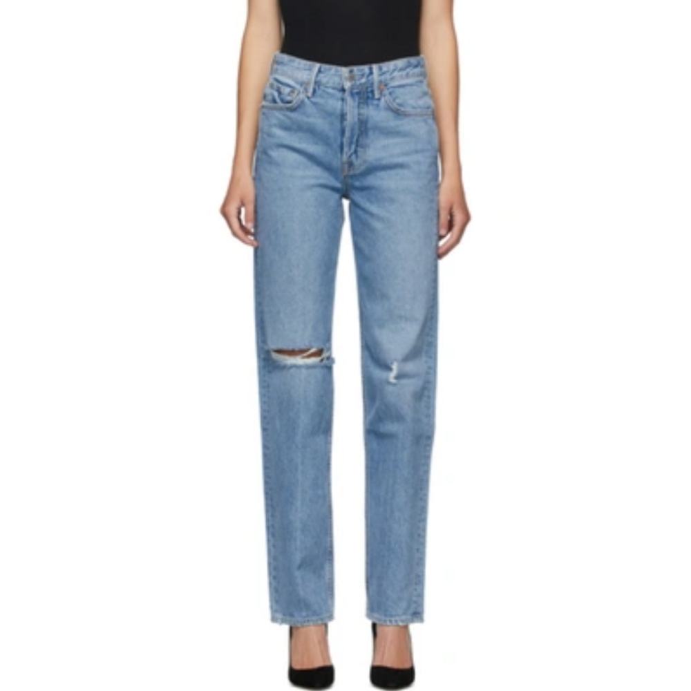 GRLFRND Mica Distressed Straight Leg Jeans Denim 25
